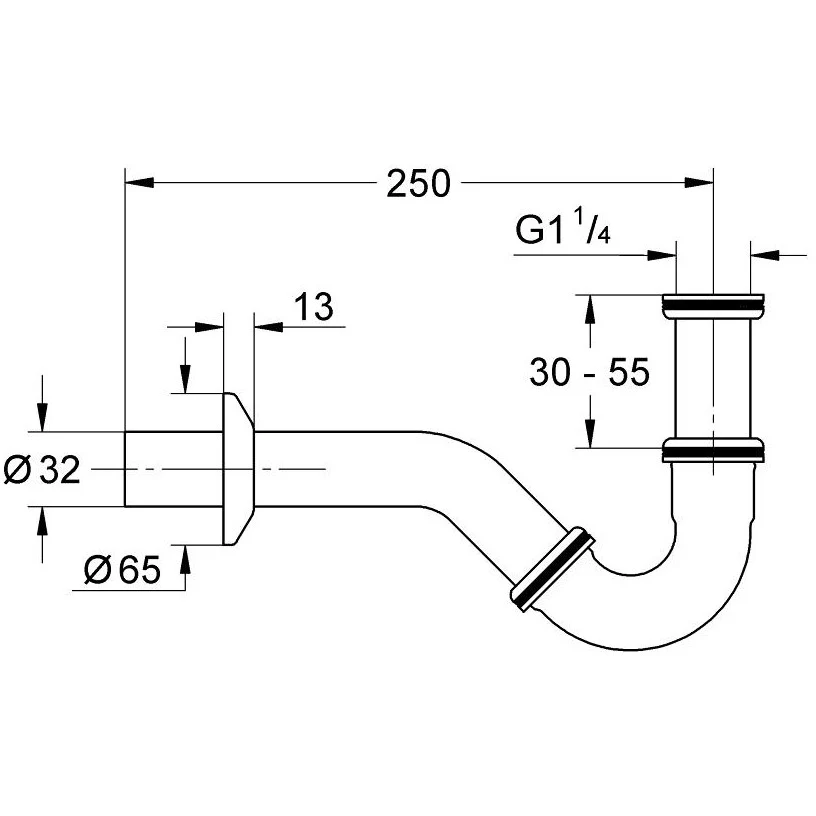 Grohe P-Trap Sifon estetic 1 1/4' pentru bideu