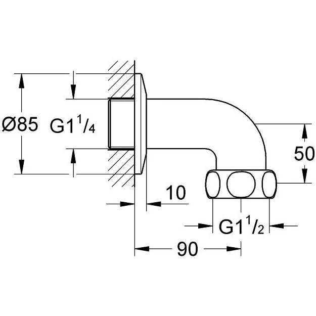 Grohe Racord perete 1 1/4' fara termometru