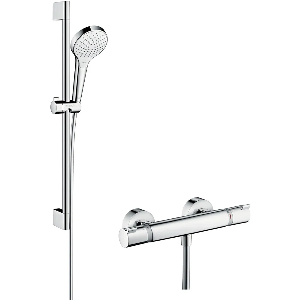 Hansgrohe Croma Select S Vario Baterie dus cu bara 65 cm cu termostat, alb/crom