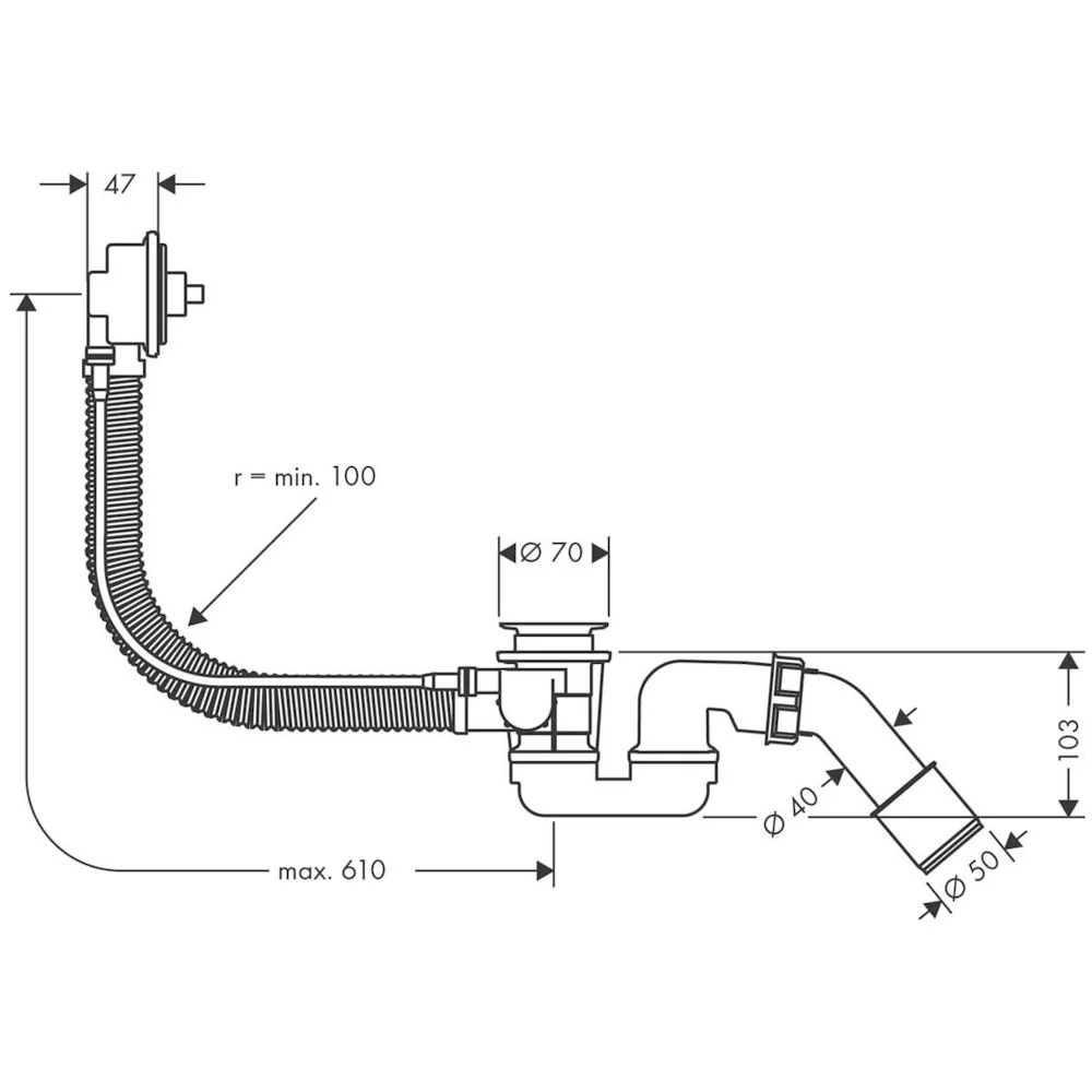 Hansgrohe Flexaplus Sifon cada cu preaplin 52 cm