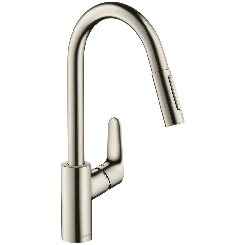 Hansgrohe Focus 240 Baterie chiuveta bucatarie monocomanda cu dus extractibil, aspect inox