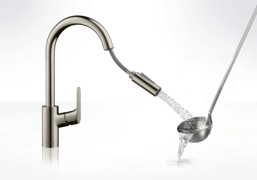 Hansgrohe Focus 240 Baterie chiuveta bucatarie monocomanda cu dus extractibil, aspect inox