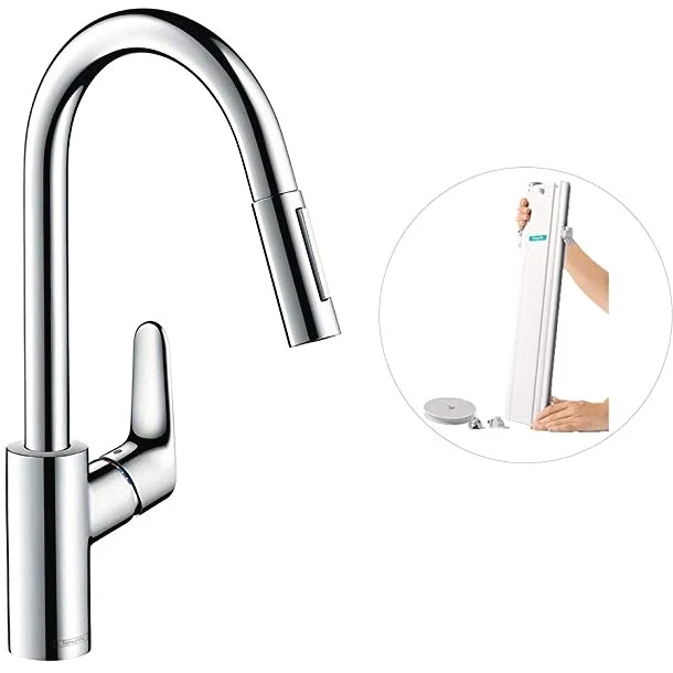 Hansgrohe Focus M41 Baterie chiuveta bucatarie monocomanda cu dus extractibil, crom