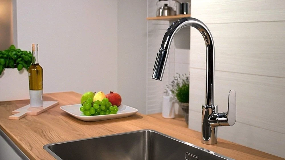 Hansgrohe Focus M41 Baterie chiuveta bucatarie monocomanda cu dus extractibil, crom