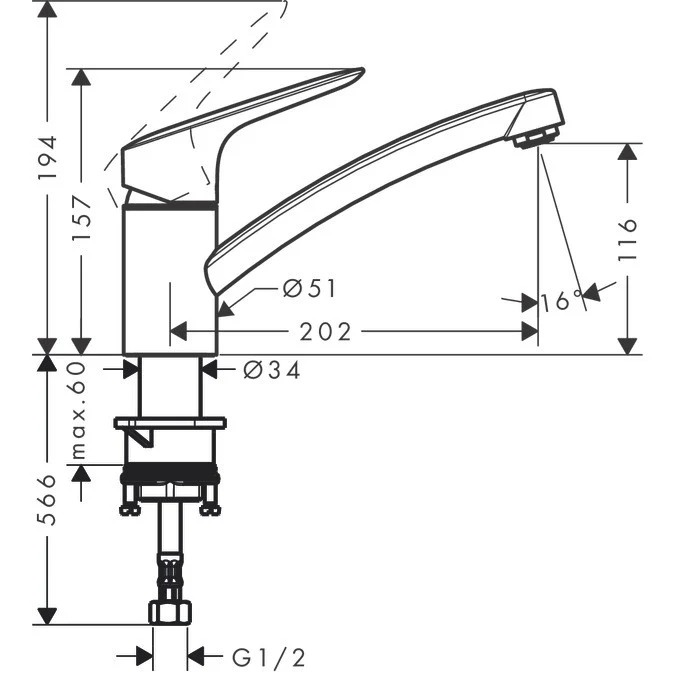 Hansgrohe Logis M31 120 Baterie chiuveta bucatarie monocomanda, crom