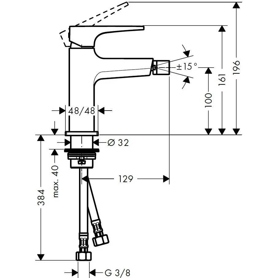 Hansgrohe Metropol Baterie bideu monocomanda, alb mat