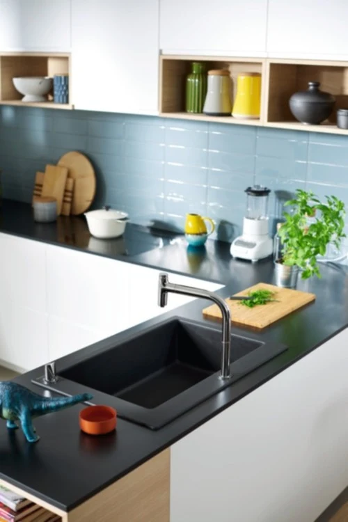 Hansgrohe S510-F660 Chiuveta bucatarie granit 77x51 cm, negru (graphite black)