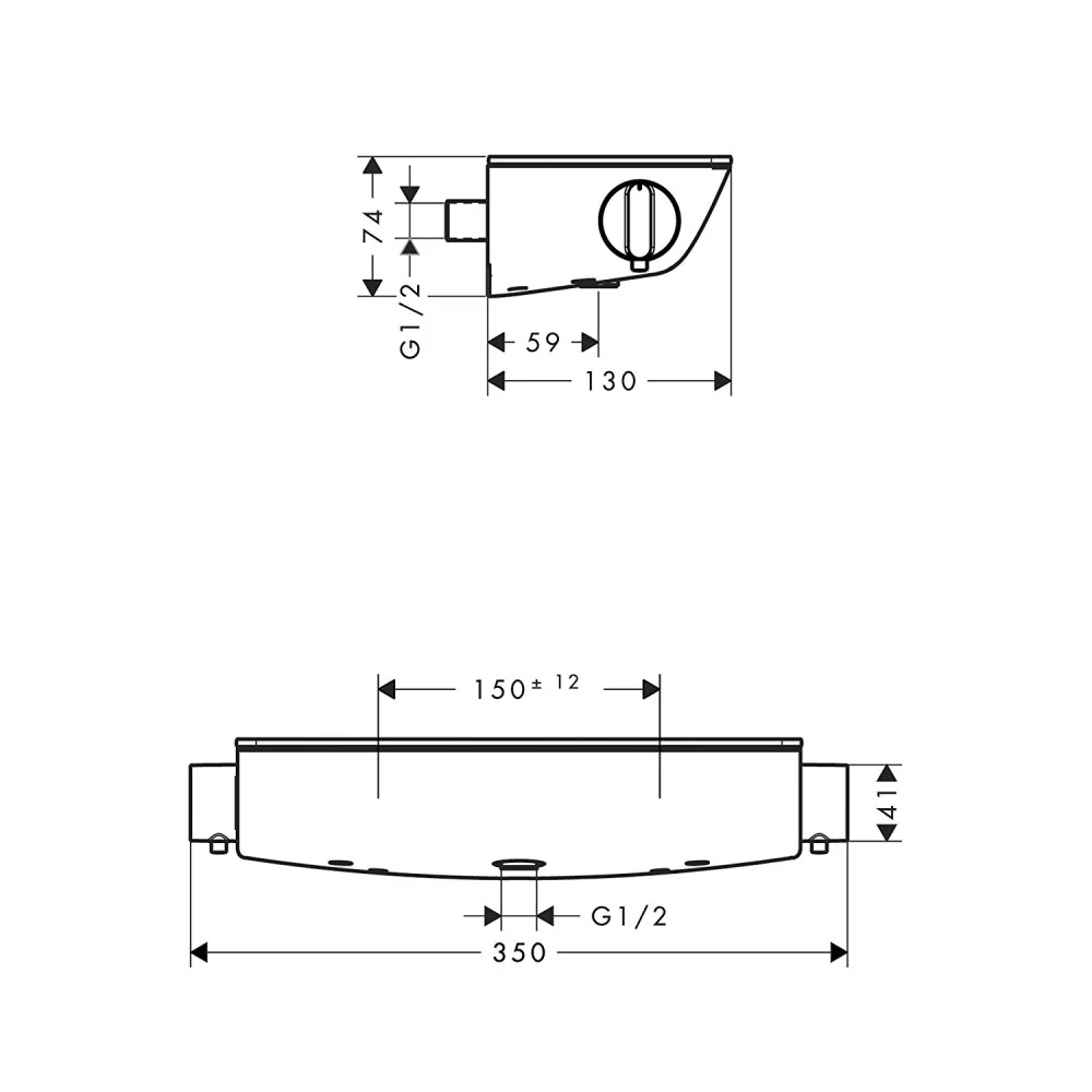 Hansgrohe Select 300 Renovation Baterie dus cu termostat, 1 iesire, crom