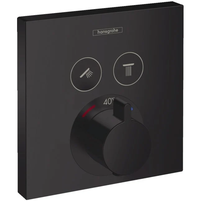 Hansgrohe Select Baterie dus cu termostat pentru montaj incastrat, 2 iesiri, negru mat
