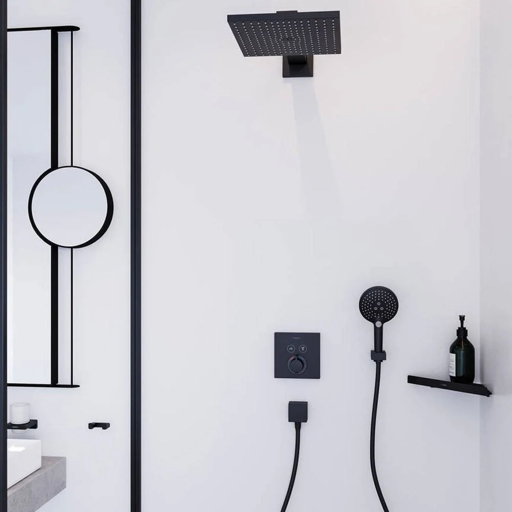 Hansgrohe Select Baterie dus cu termostat pentru montaj incastrat, 2 iesiri, negru mat