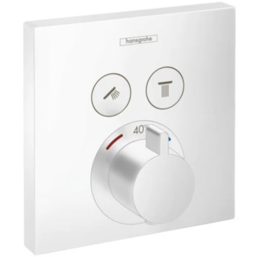 Hansgrohe Select Baterie dus cu termostat pentru montaj incastrat, 2 iesiri, alb mat