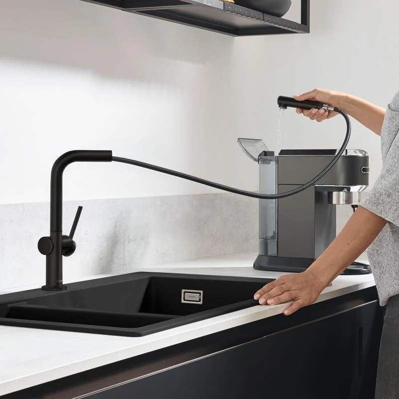 Hansgrohe Talis 270 Baterie chiuveta bucatarie cu dus extractibil, negru mat
