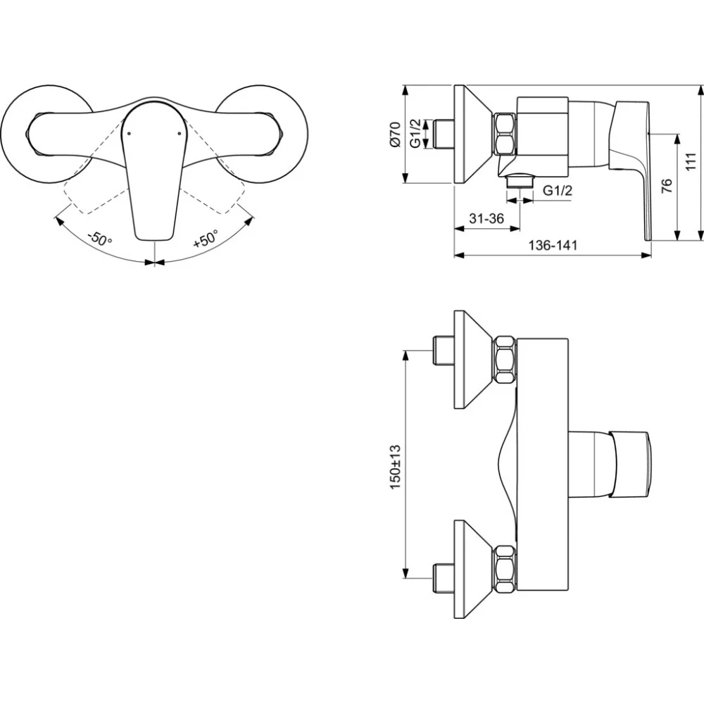 Ideal Standard Cerafine D Baterie dus monocomanda, crom