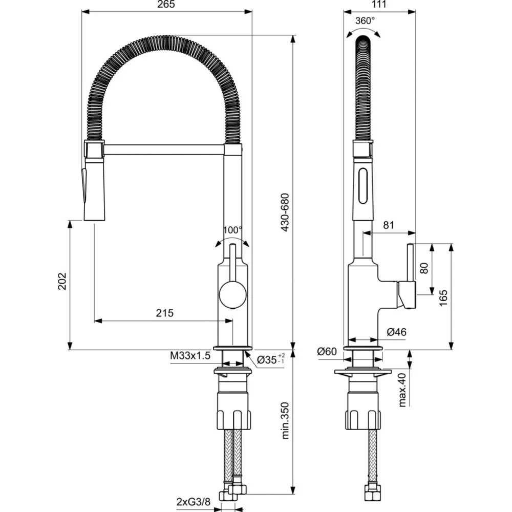 Ideal Standard Ceralook SemiPro Baterie chiuveta bucatarie cu dus extractibil, crom
