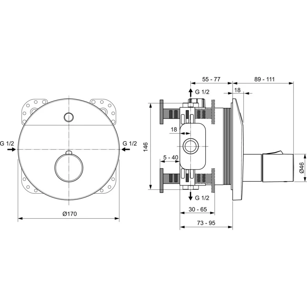 Ideal Standard Ceraplus Baterie de dus electronica termostatata cu mixare apa, alimentare retea electrica