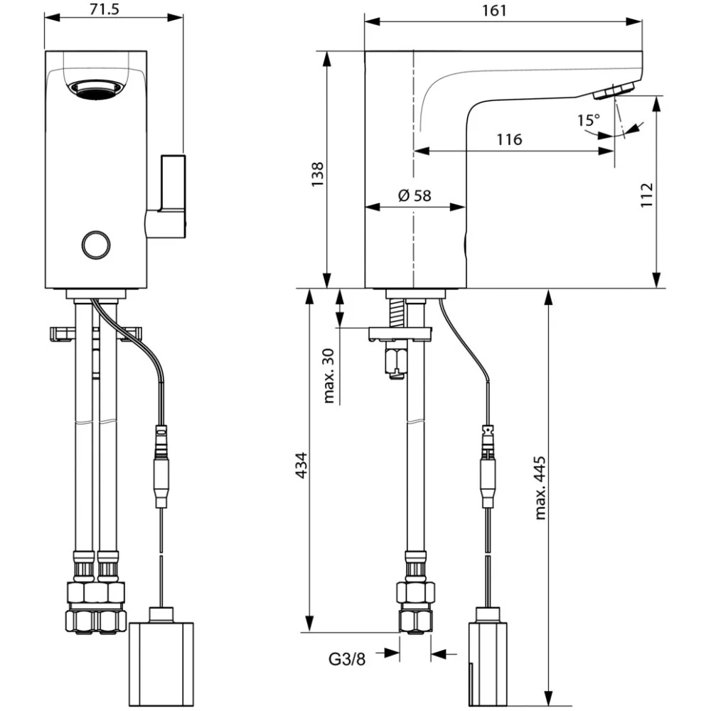 Ideal Standard Ceraplus Baterie lavoar electronica cu mixare apa, alimentare cu baterie