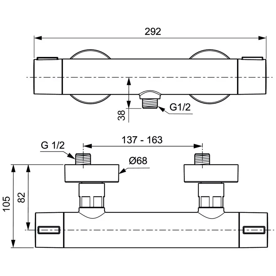 Ideal Standard CeraTherm Alu+ Baterie dus cu termostat, argintiu mat (silver)