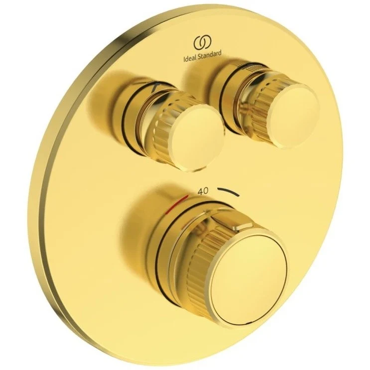 Ideal Standard CeraTherm Navigo Baterie dus cu termostat si 2 iesiri Ø16 cm, auriu mat (brushed gold PVD)