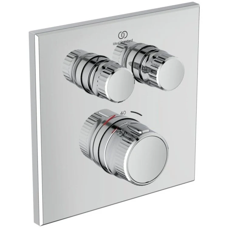 Ideal Standard CeraTherm Navigo Baterie dus cu termostat si 2 iesiri 16x16 cm, crom