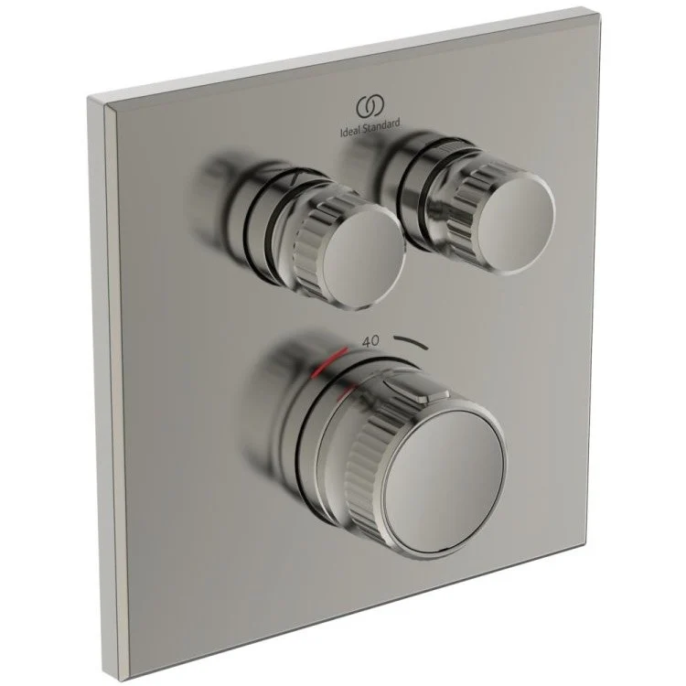 Ideal Standard CeraTherm Navigo Baterie dus cu termostat si 2 iesiri 16x16 cm, gri argintiu (silver storm PVD)