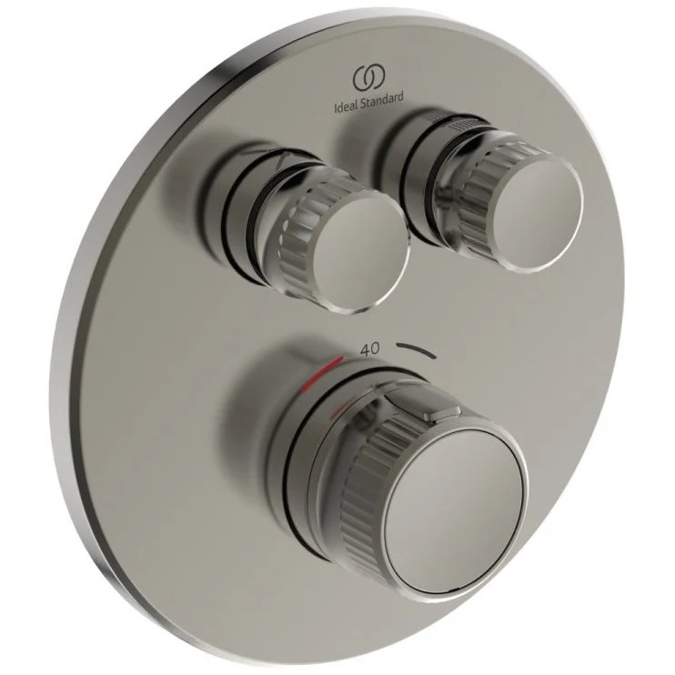 Ideal Standard CeraTherm Navigo Baterie dus cu termostat si 2 iesiri Ø16 cm, gri argintiu (silver storm PVD)