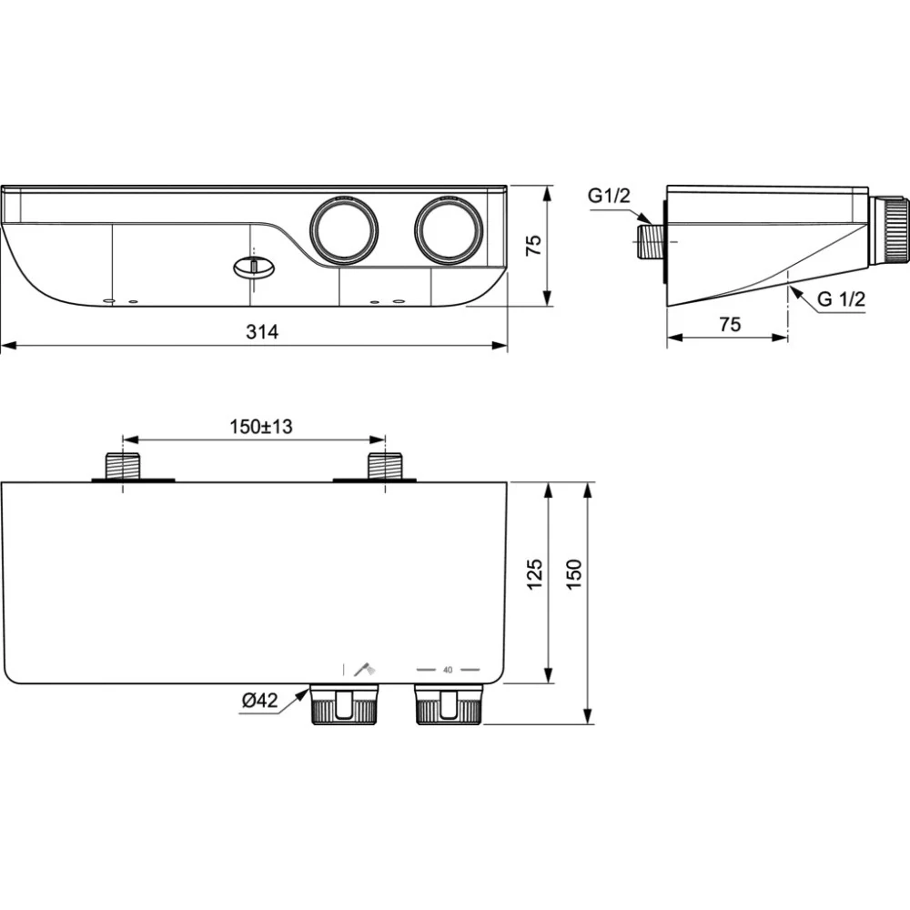 Ideal Standard CeraTherm S200 Baterie dus cu termostat