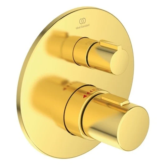 Ideal Standard CeraTherm T100 Baterie dus cu termostat, montaj incastrat, auriu mat (brushed gold PVD)