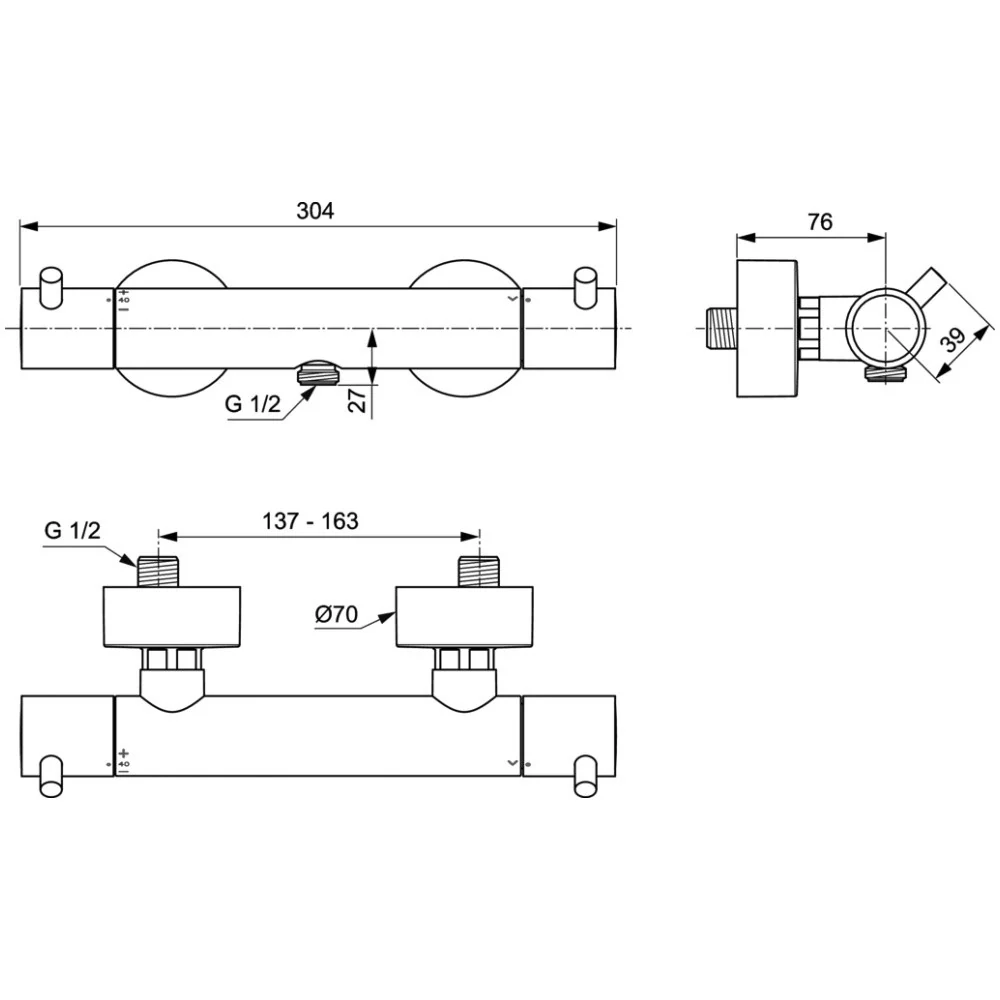 Ideal Standard CeraTherm T125 Baterie dus cu termostat, crom