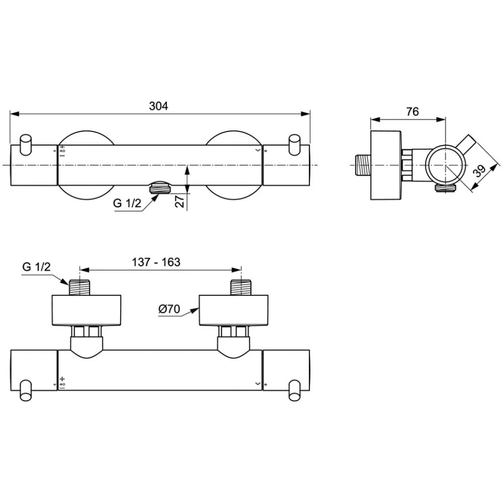 Ideal Standard CeraTherm T125 Baterie dus cu termostat, gri inchis (magnetic grey PVD)