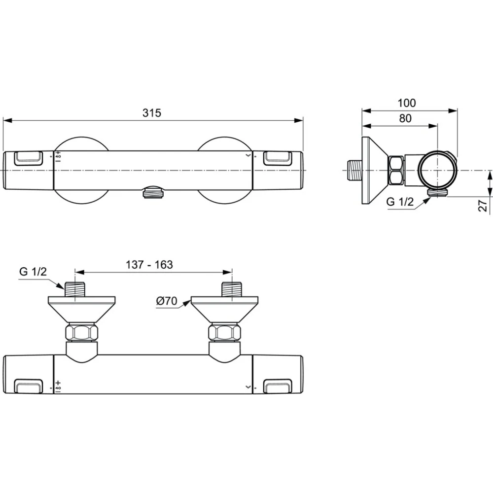 Ideal Standard CeraTherm T25 Baterie dus cu termostat