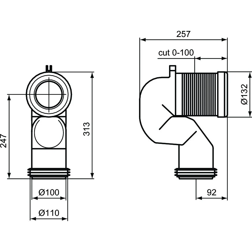 Ideal Standard Racord de scurgere 90° , tip S