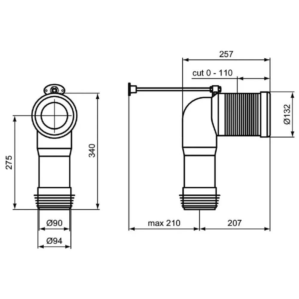 Ideal Standard Racord de scurgere 90°, tip J