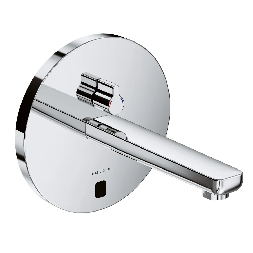 Kludi Zenta-E Baterie lavoar electronica cu ornament rotund si mixare apa, 19 cm