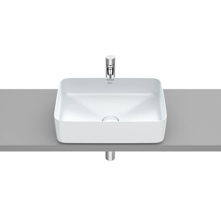 Lavoar baie pe blat, alb perlat Roca Inspira Square 50x37 cm