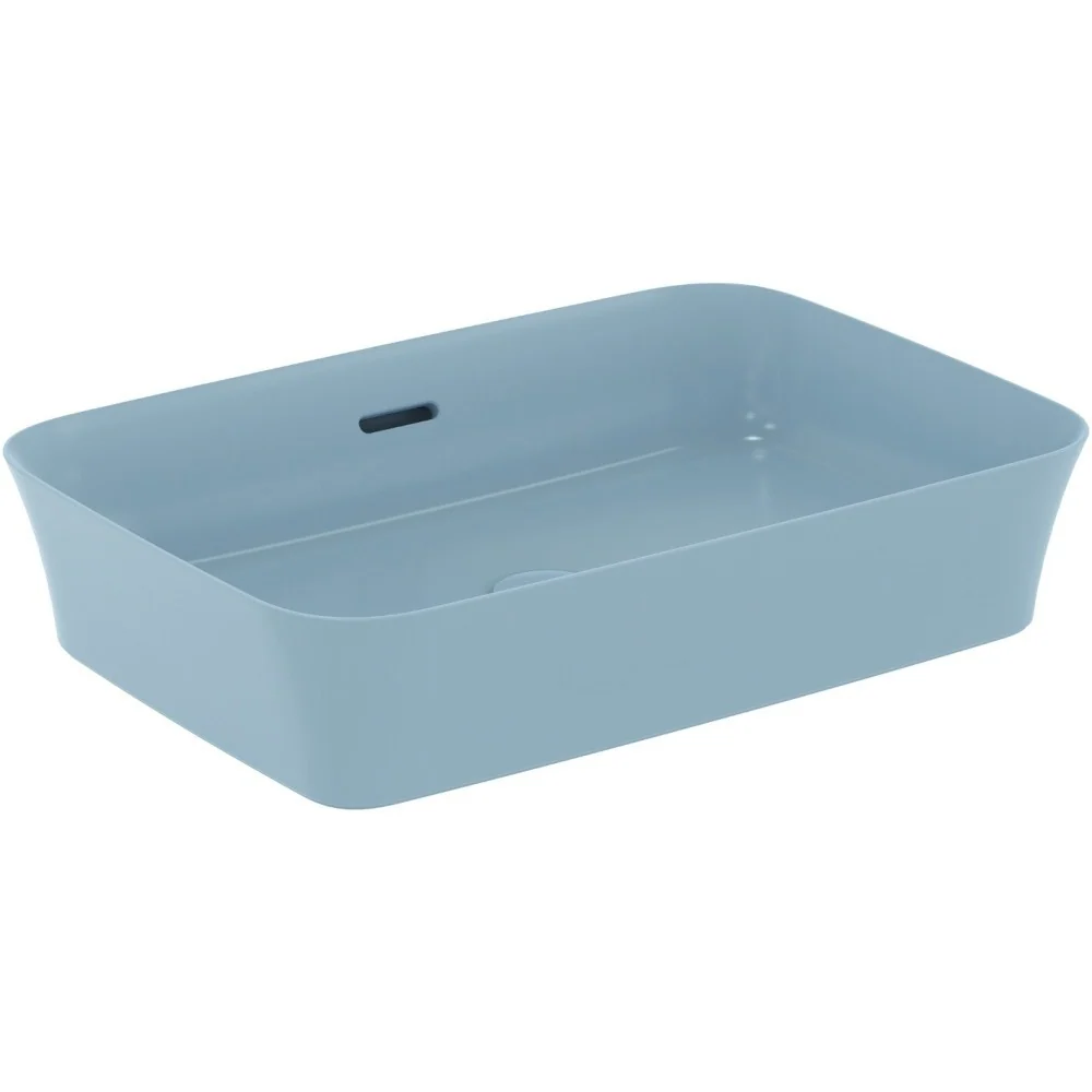 Lavoar baie pe blat, albastru Ideal Standard Ipalyss 55x38 cm, cu preaplin si fara gaura