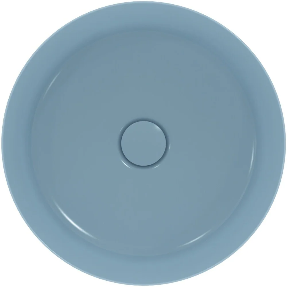 Lavoar baie pe blat, albastru, rotund Ideal Standard Ipalyss 40x40 cm, fara preaplin si fara gaura