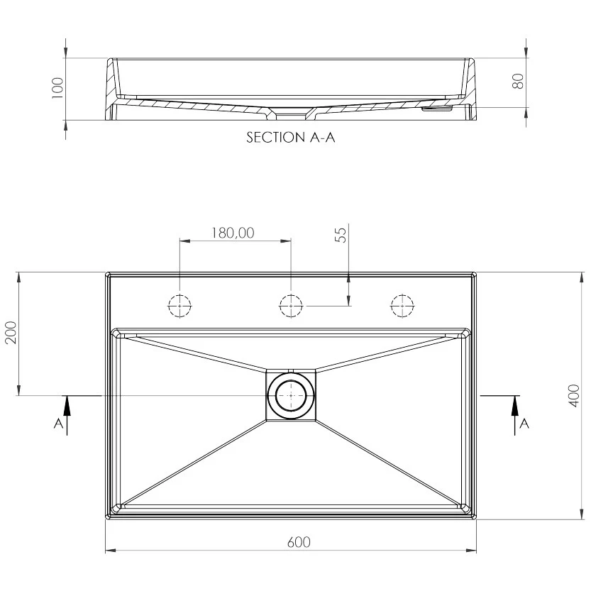 Lavoar baie pe blat, antracit Deante Correo 60x40 cm