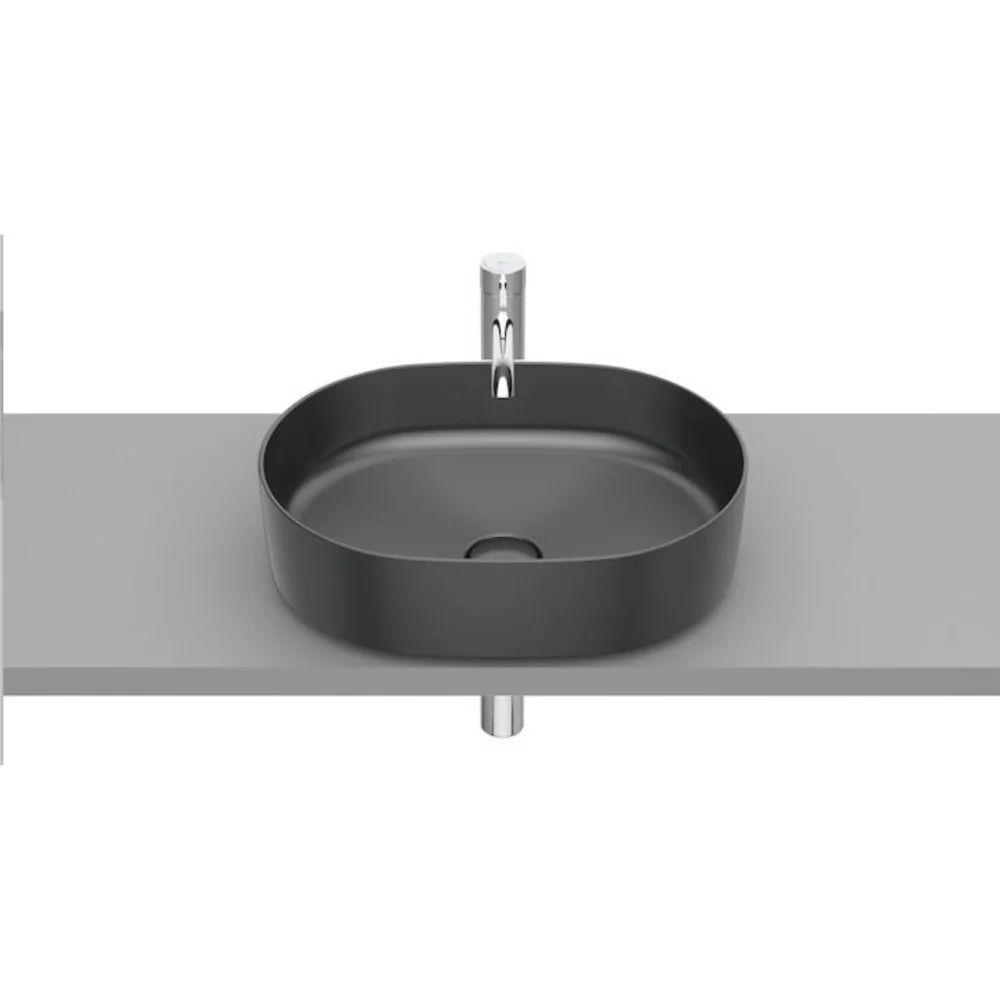 Lavoar baie pe blat, antracit, oval Roca Inspira Round 50x37 cm