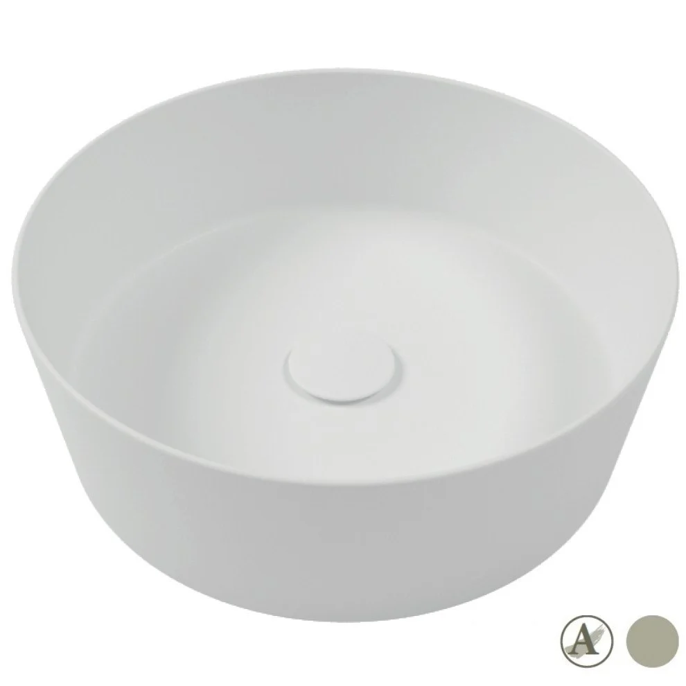 Lavoar baie pe blat, bej, rotund Hatria Happy Hour Slim Alchemy 07:00 44x44 cm