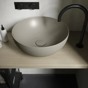 Lavoar baie pe blat, bej, rotund Hatria Happy Hour Slim Alchemy 06:00 40x40 cm
