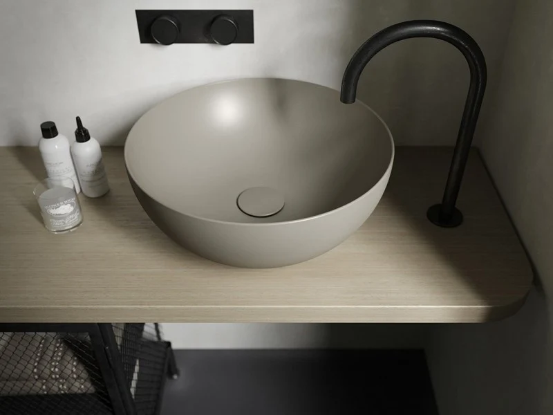 Lavoar baie pe blat, bej, rotund Hatria Happy Hour Slim Alchemy 06:00 40x40 cm