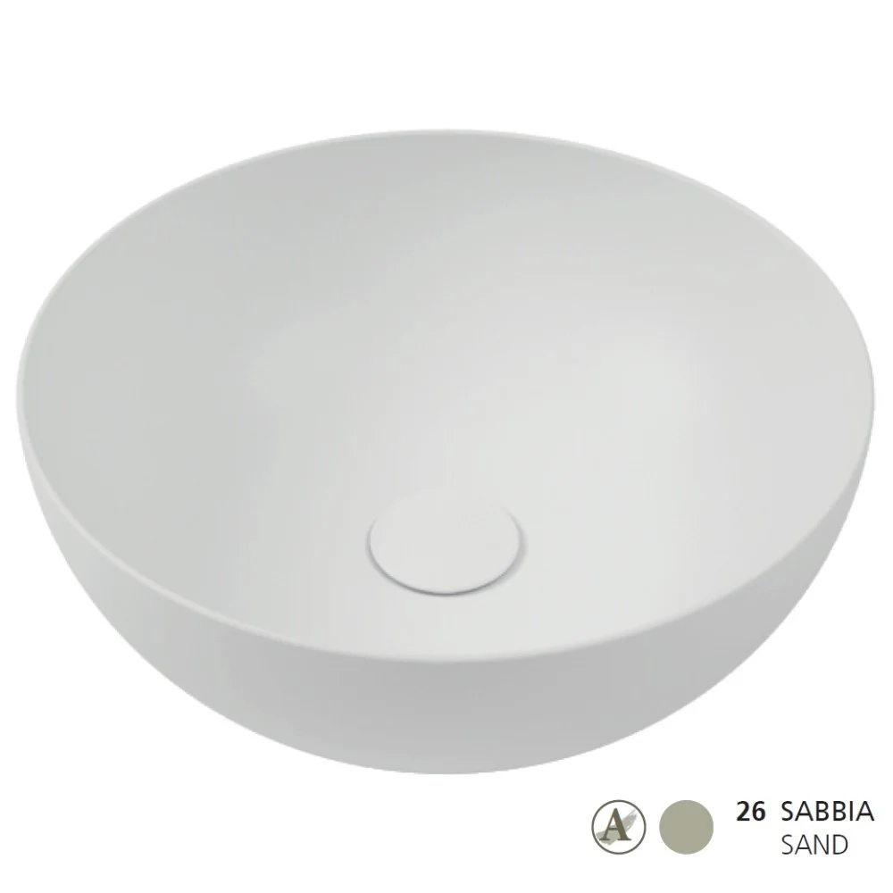 Lavoar baie pe blat, bej, rotund Hatria Happy Hour Slim Alchemy 06:00 40x40 cm