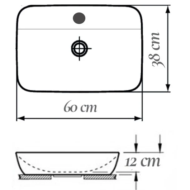 Lavoar baie pe blat Fluminia Cassandra 60x38 cm