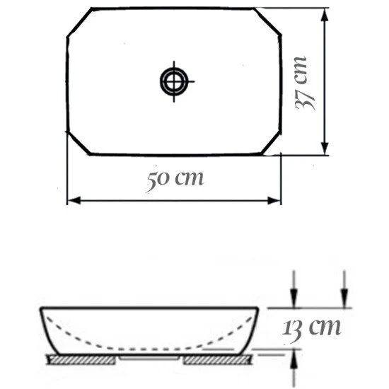 Lavoar baie pe blat Fluminia Corner 50x37 cm