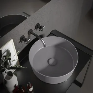 Lavoar baie pe blat, gri deschis, rotund Hatria Happy Hour Slim Alchemy 07:00 44x44 cm