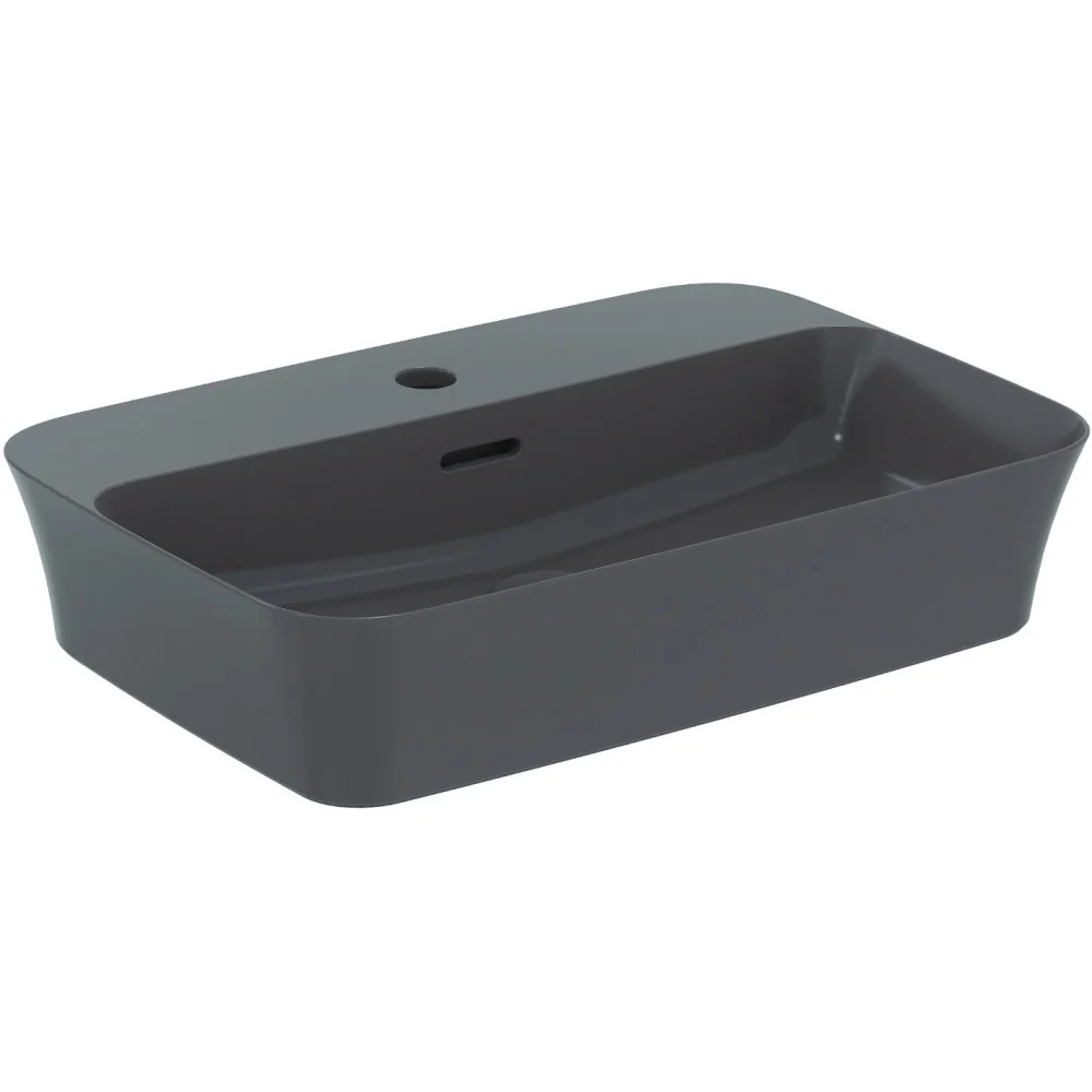Lavoar baie pe blat, gri inchis Ideal Standard Ipalyss 55x38 cm, cu preaplin si gaura