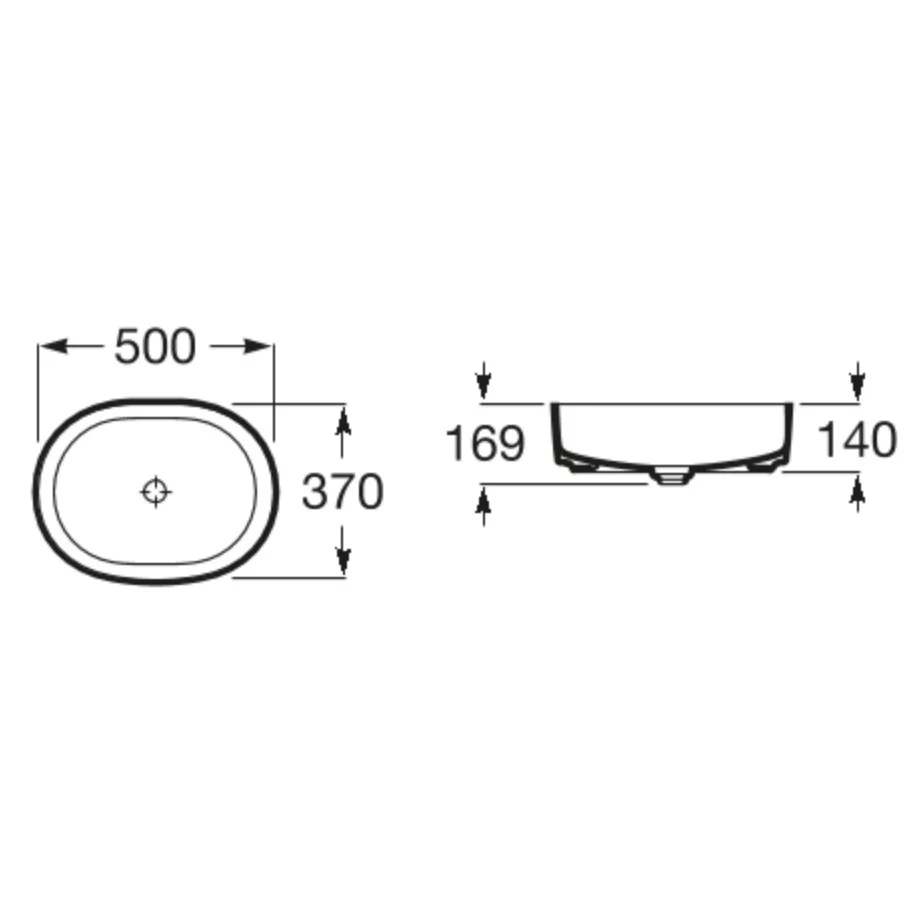 Lavoar baie pe blat, maro, oval Roca Inspira Round 50x37 cm