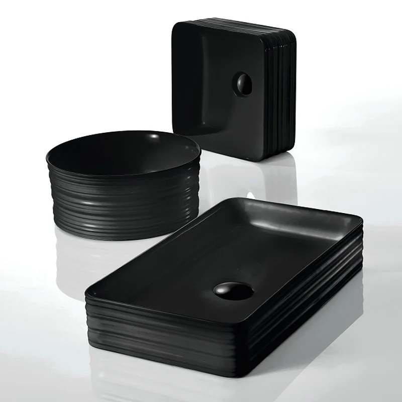 Lavoar baie pe blat, negru Fluminia My Black Square 68x39 cm