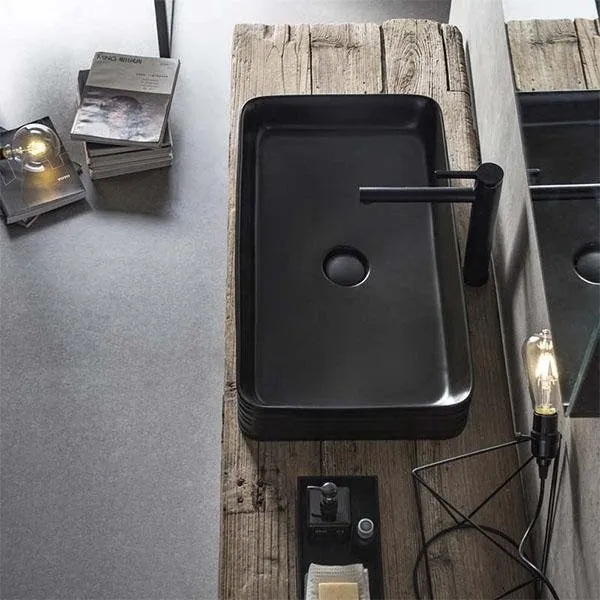 Lavoar baie pe blat, negru Fluminia My Black Square 68x39 cm