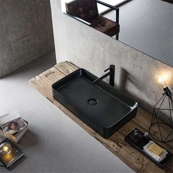 Lavoar baie pe blat, negru Fluminia My Black Square 68x39 cm